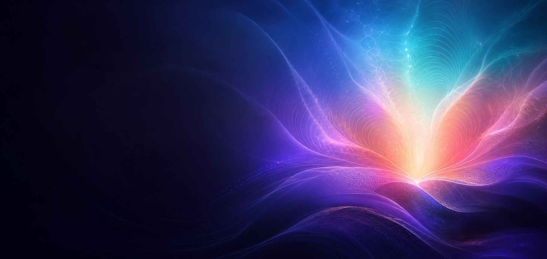 Abstract field of violet, cyan and coral light