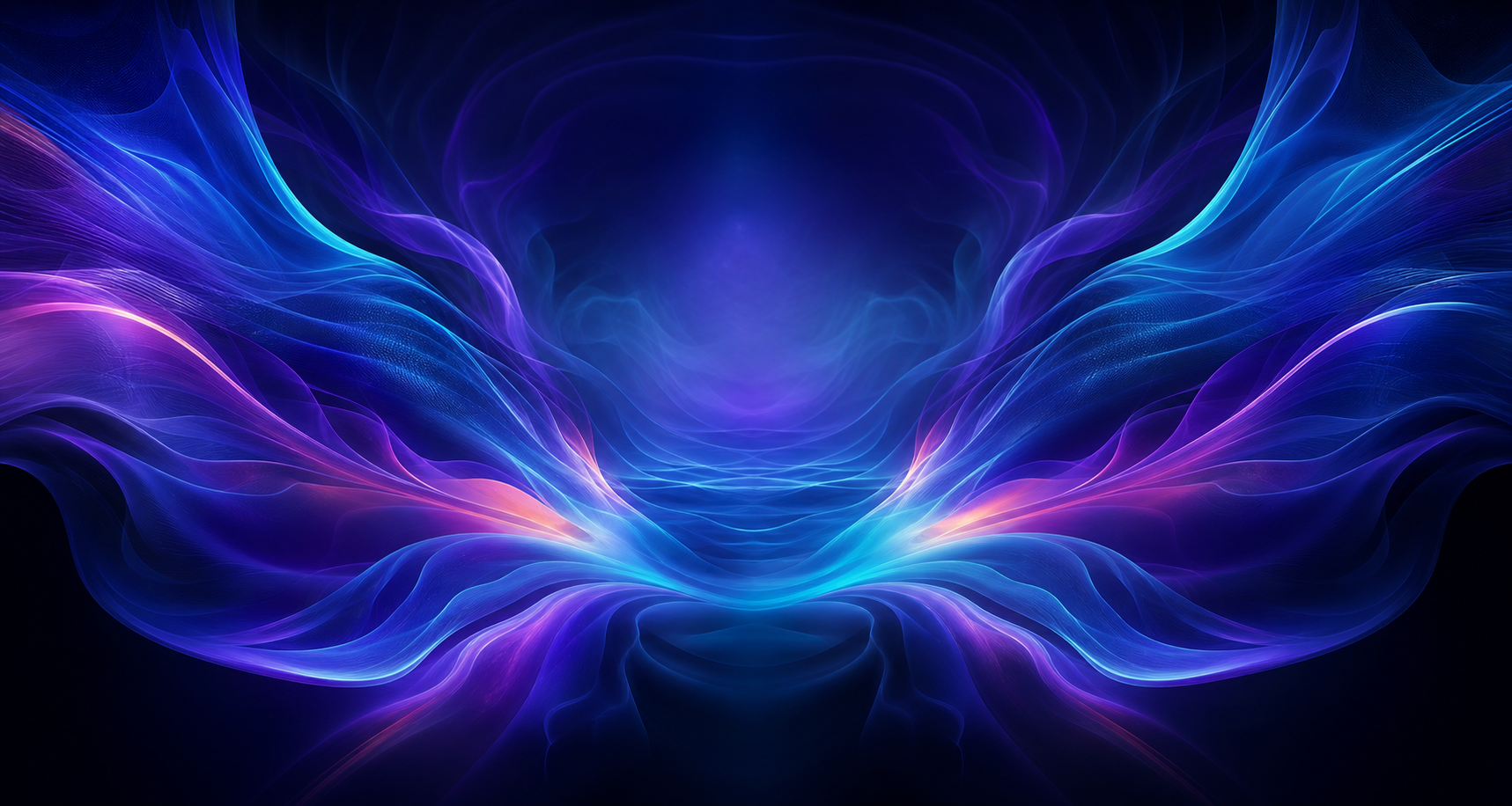 Mirrored ribbons of blue and violet light